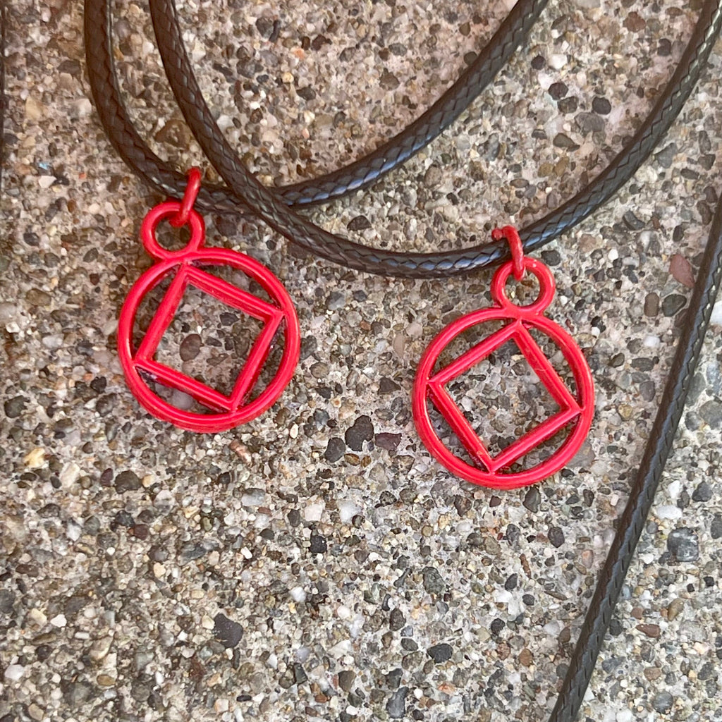 Red Coated NA Charm necklace