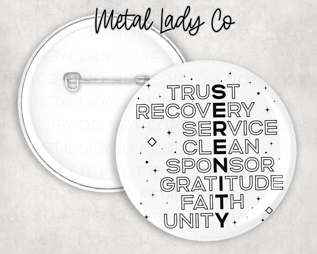 Serenity Spiritual Principles pin or magnet