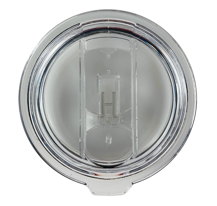A clear replacement lid for a tumbler, showing a top view with a visible opening for drinking.
